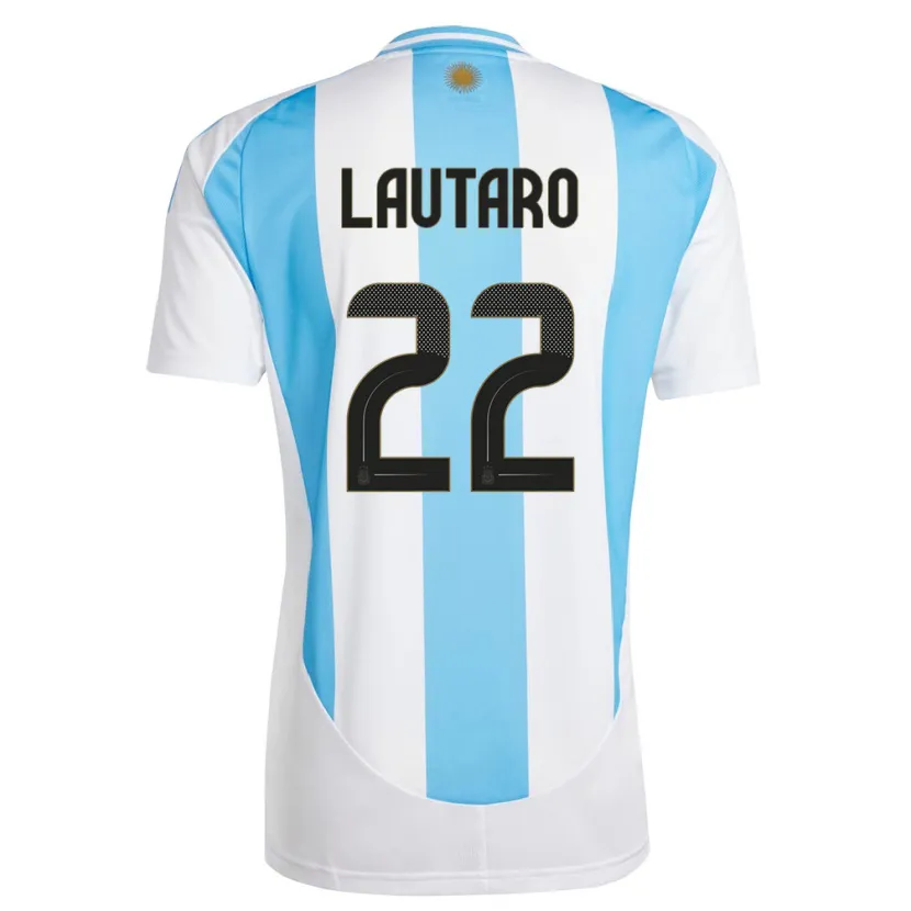 Danxen Kinder Argentinien Lautaro Martinez #22 Weiß Blau Heimtrikot Trikot 24-26 T-Shirt