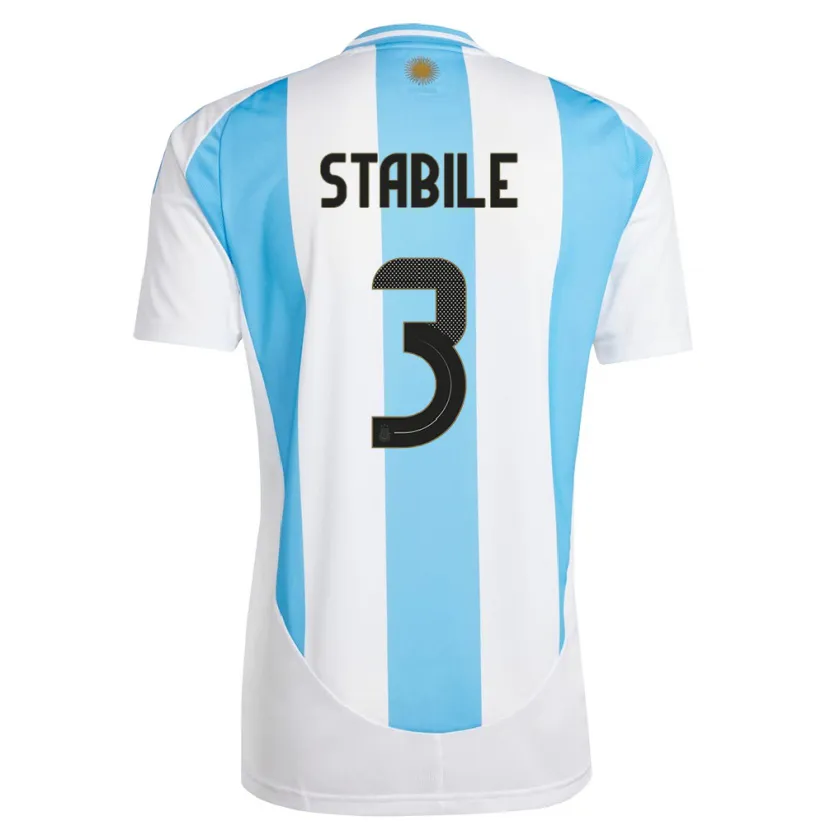 Danxen Kinder Argentinien Eliana Stabile #3 Weiß Blau Heimtrikot Trikot 24-26 T-Shirt