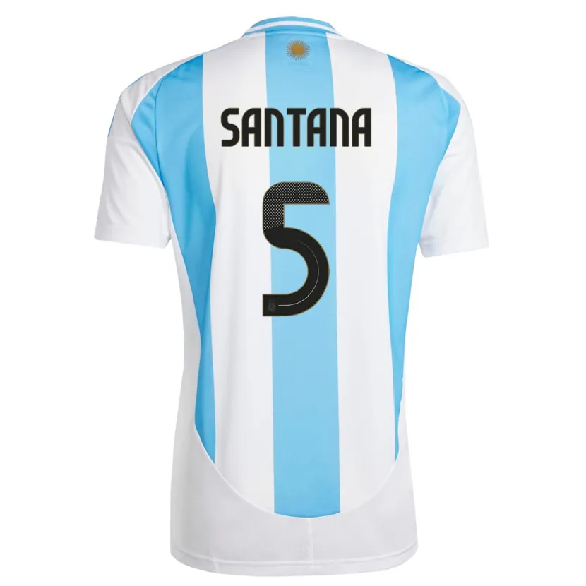 Danxen Kinder Argentinien Vanesa Santana #5 Weiß Blau Heimtrikot Trikot 24-26 T-Shirt