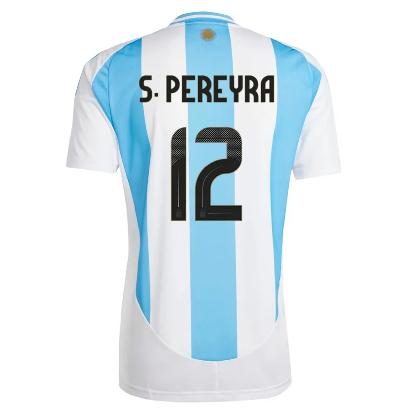 Danxen Kinder Argentinien Solana Pereyra #12 Weiß Blau Heimtrikot Trikot 24-26 T-Shirt