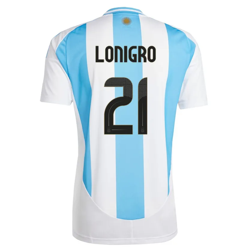 Danxen Kinder Argentinien Erica Lonigro #21 Weiß Blau Heimtrikot Trikot 24-26 T-Shirt