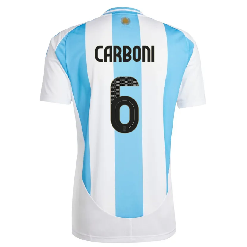 Danxen Kinder Argentinien Franco Carboni #6 Weiß Blau Heimtrikot Trikot 24-26 T-Shirt