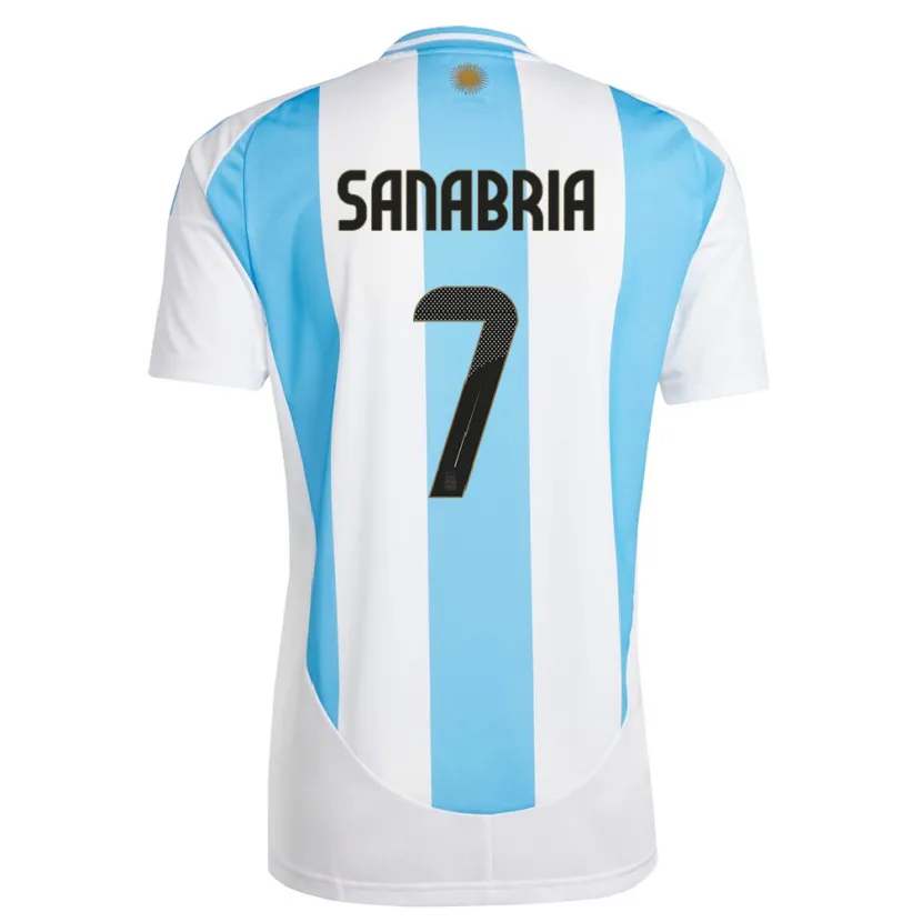 Danxen Kinder Argentinien Mateo Sanabria #7 Weiß Blau Heimtrikot Trikot 24-26 T-Shirt