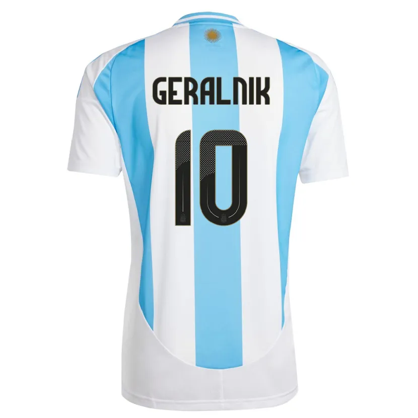Danxen Kinder Argentinien Tiago Geralnik #10 Weiß Blau Heimtrikot Trikot 24-26 T-Shirt