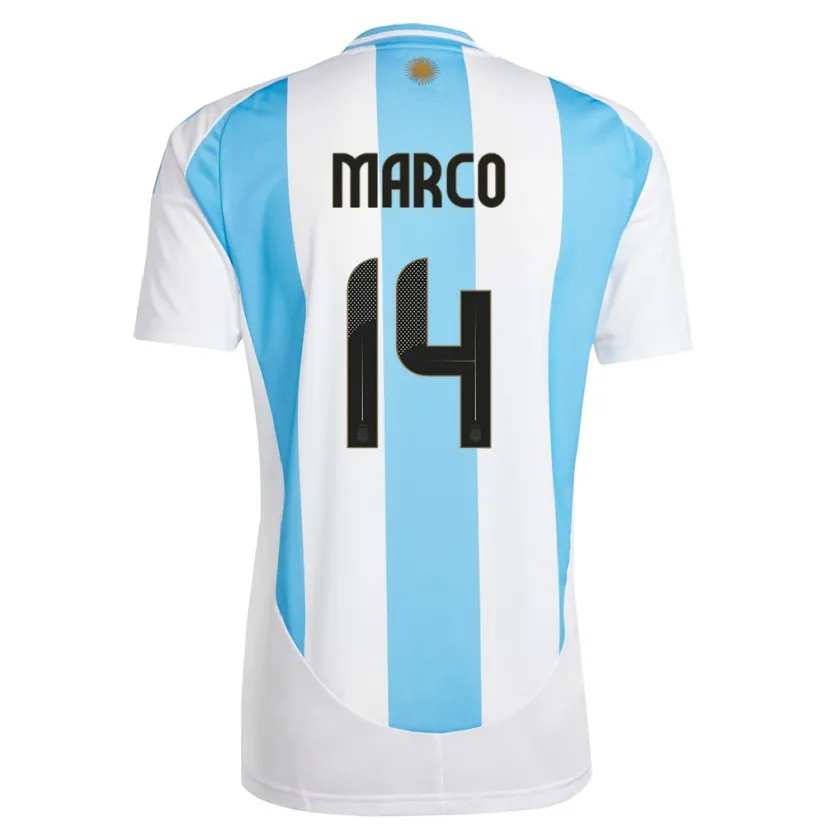 Danxen Kinder Argentinien Francisco Marco #14 Weiß Blau Heimtrikot Trikot 24-26 T-Shirt