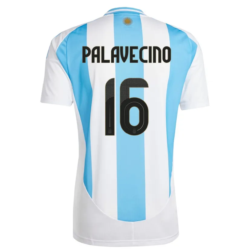 Danxen Kinder Argentinien Nicolas Palavecino #16 Weiß Blau Heimtrikot Trikot 24-26 T-Shirt