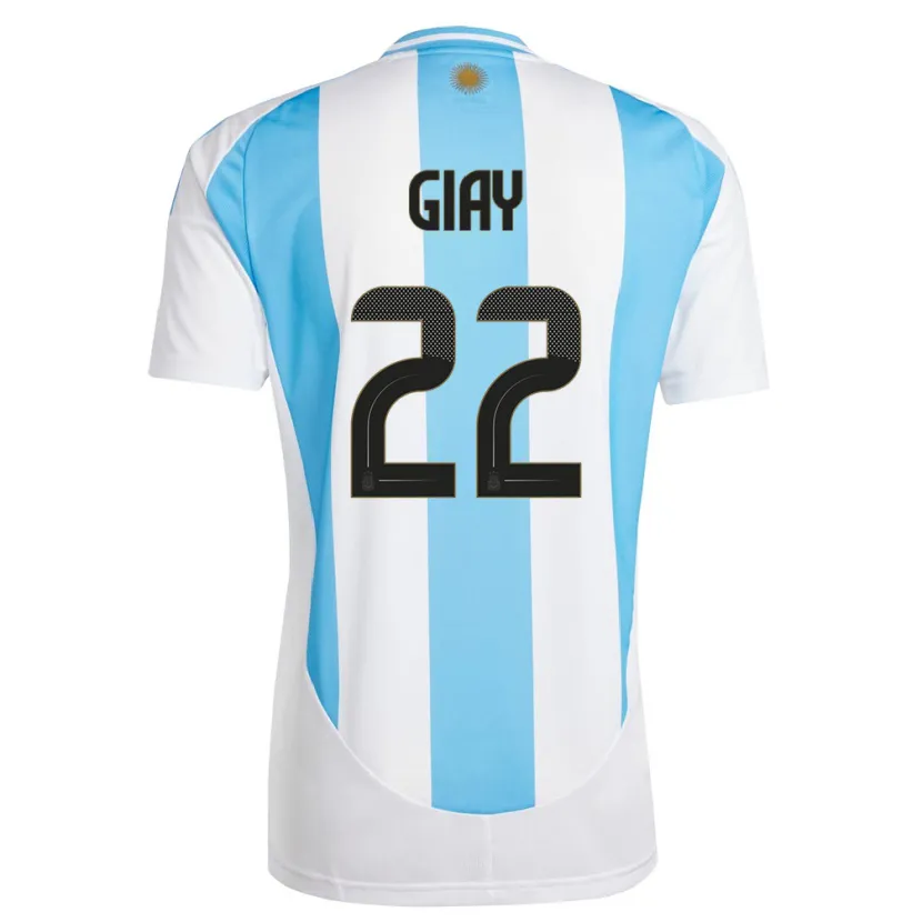 Danxen Kinder Argentinien Agustin Giay #22 Weiß Blau Heimtrikot Trikot 24-26 T-Shirt