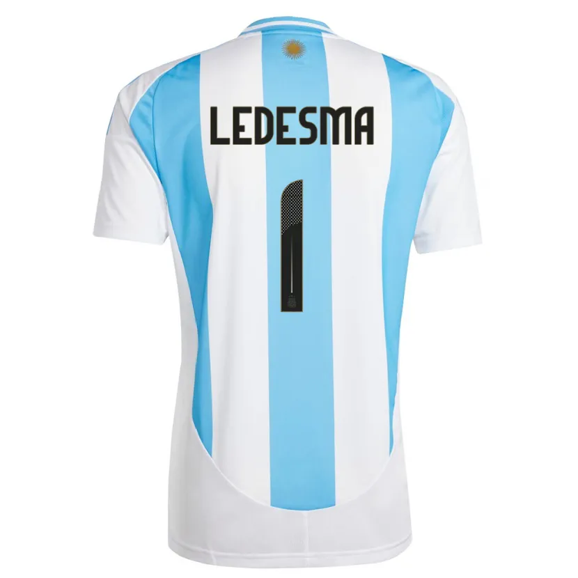 Danxen Kinder Argentinien Jeremias Ledesma #1 Weiß Blau Heimtrikot Trikot 24-26 T-Shirt