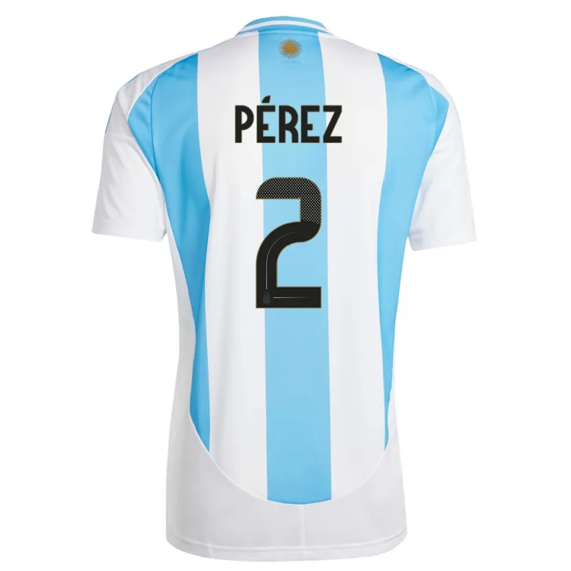 Danxen Kinder Argentinien Nehuen Perez #2 Weiß Blau Heimtrikot Trikot 24-26 T-Shirt