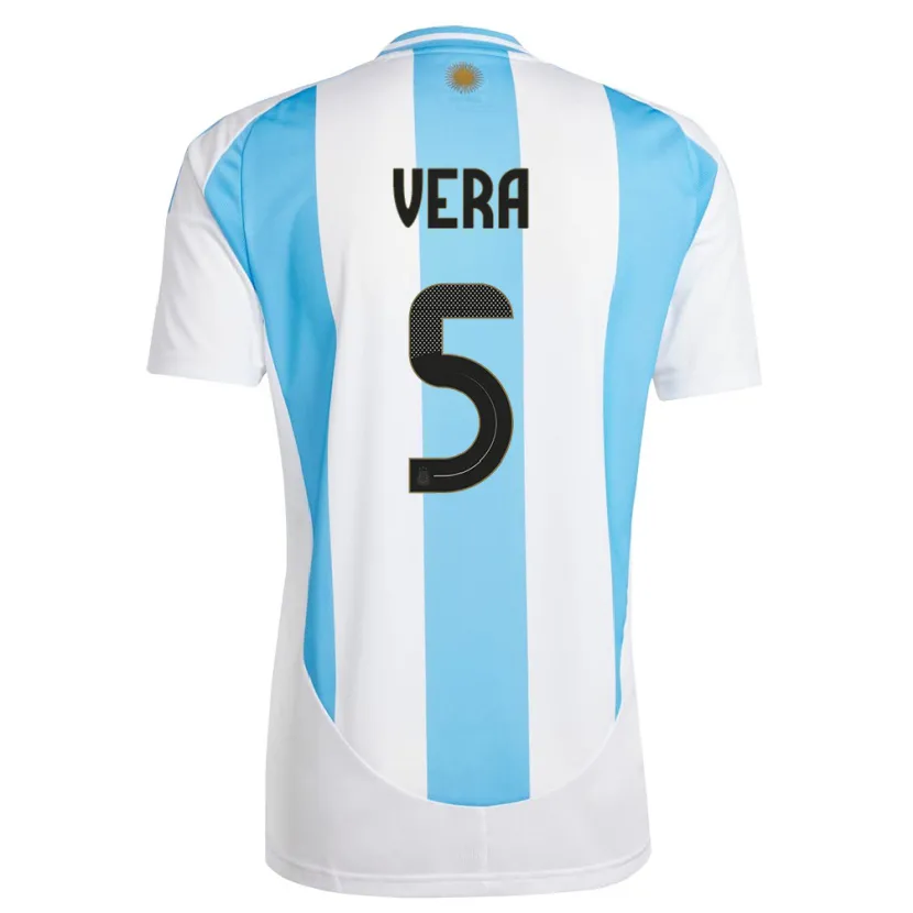 Danxen Kinder Argentinien Fausto Vera #5 Weiß Blau Heimtrikot Trikot 24-26 T-Shirt