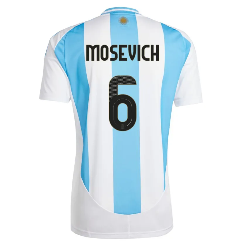 Danxen Kinder Argentinien Leonel Mosevich #6 Weiß Blau Heimtrikot Trikot 24-26 T-Shirt