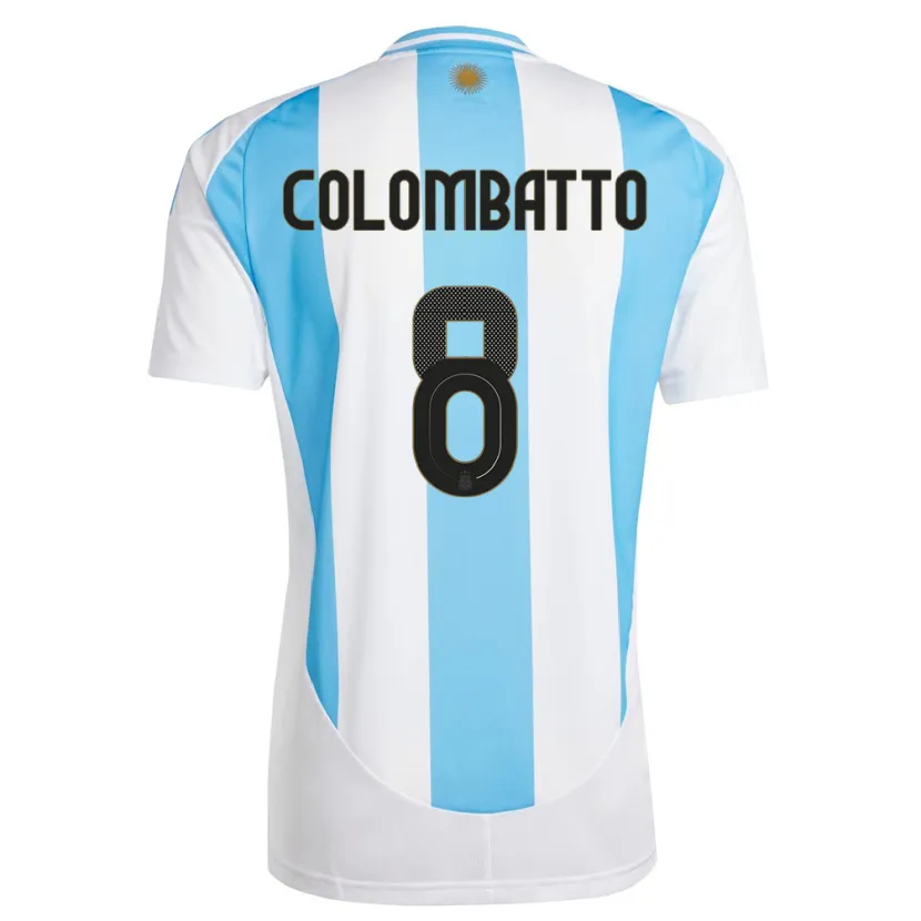 Danxen Kinder Argentinien Santiago Colombatto #8 Weiß Blau Heimtrikot Trikot 24-26 T-Shirt