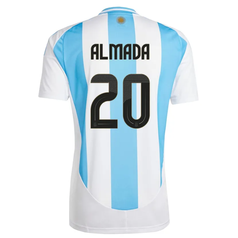 Danxen Kinder Argentinien Thiago Almada #20 Weiß Blau Heimtrikot Trikot 24-26 T-Shirt