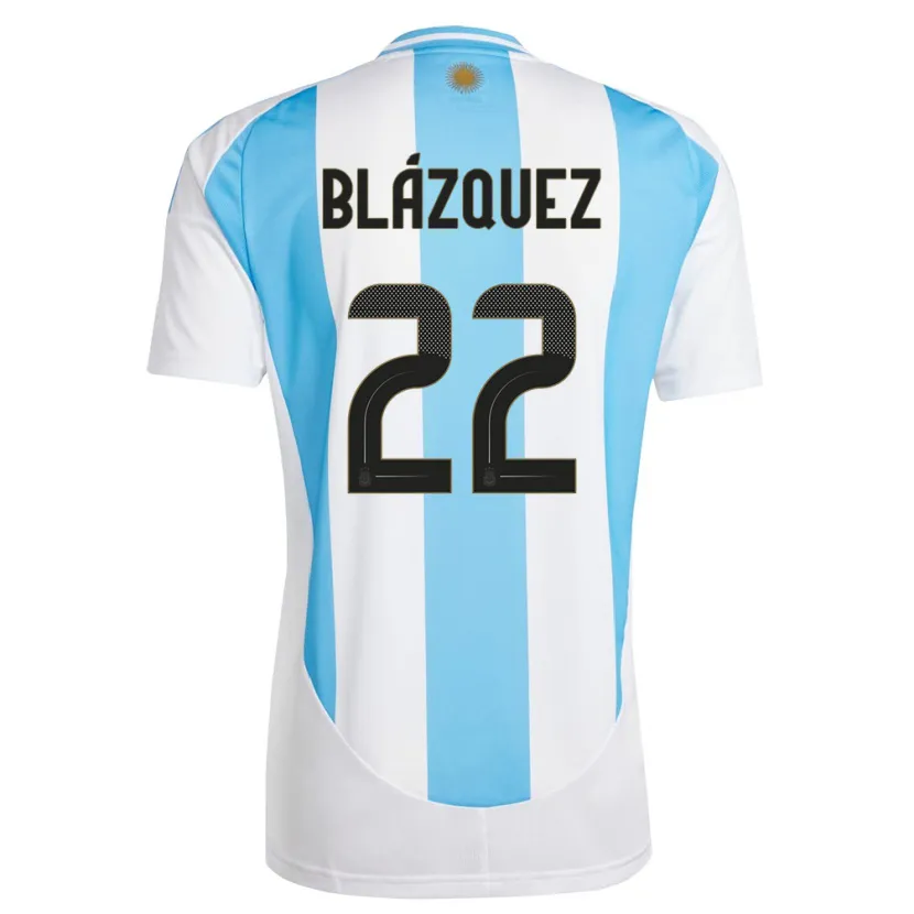 Danxen Kinder Argentinien Joaquin Blazquez #22 Weiß Blau Heimtrikot Trikot 24-26 T-Shirt