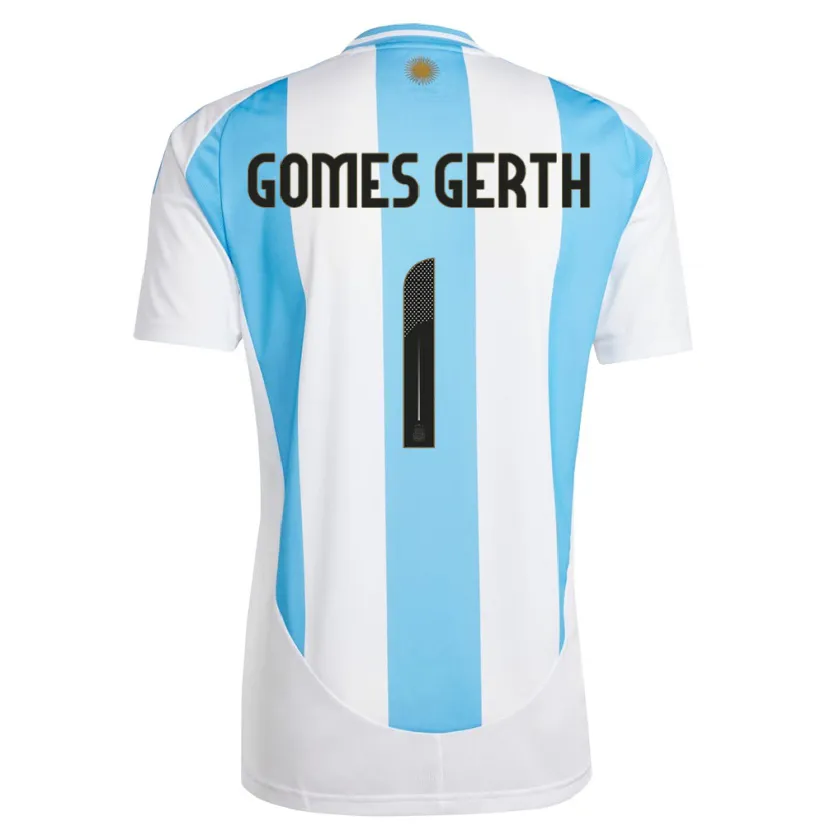 Danxen Kinder Argentinien Federico Gomes Gerth #1 Weiß Blau Heimtrikot Trikot 24-26 T-Shirt