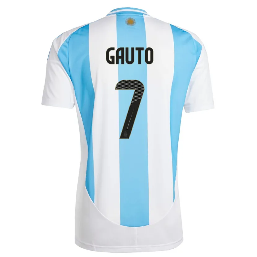 Danxen Kinder Argentinien Juan Gauto #7 Weiß Blau Heimtrikot Trikot 24-26 T-Shirt
