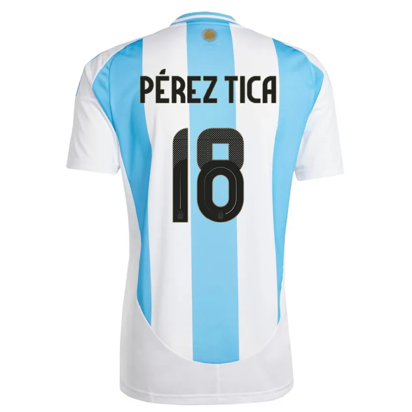 Danxen Kinder Argentinien Jeremias Perez Tica #18 Weiß Blau Heimtrikot Trikot 24-26 T-Shirt