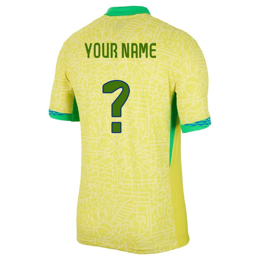 Danxen Kinder Brasilien Ihren Namen #0 Gelb Heimtrikot Trikot 24-26 T-Shirt