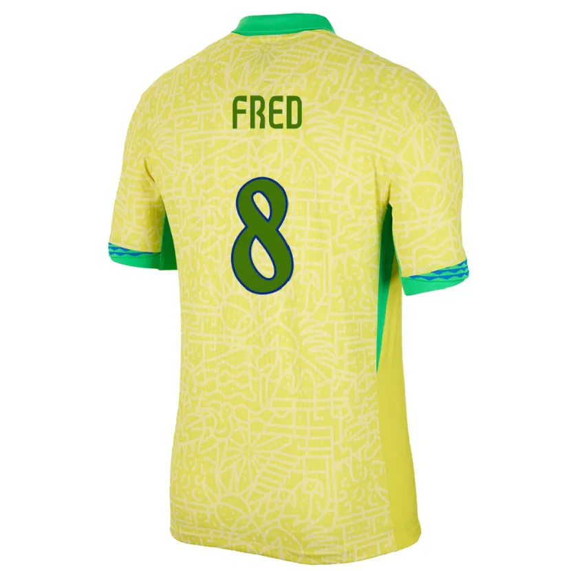 Danxen Kinder Brasilien Fred #8 Gelb Heimtrikot Trikot 24-26 T-Shirt
