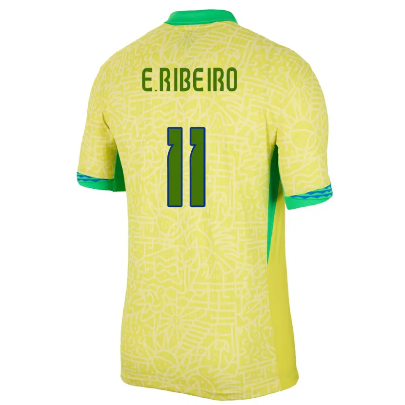 Danxen Kinder Brasilien Everton Ribeiro #11 Gelb Heimtrikot Trikot 24-26 T-Shirt