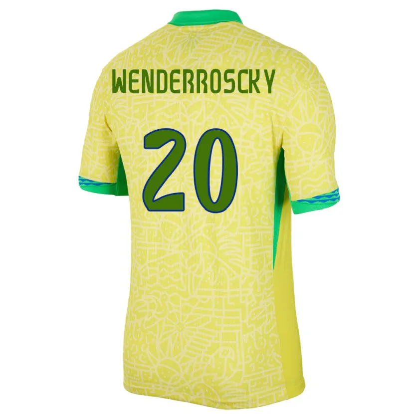 Danxen Kinder Brasilien Arthur Wenderroscky #20 Gelb Heimtrikot Trikot 24-26 T-Shirt