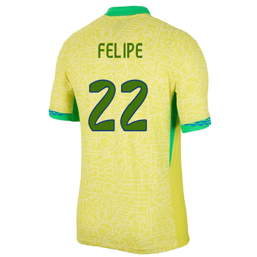 Danxen Kinder Brasilien Cayo Felipe #22 Gelb Heimtrikot Trikot 24-26 T-Shirt