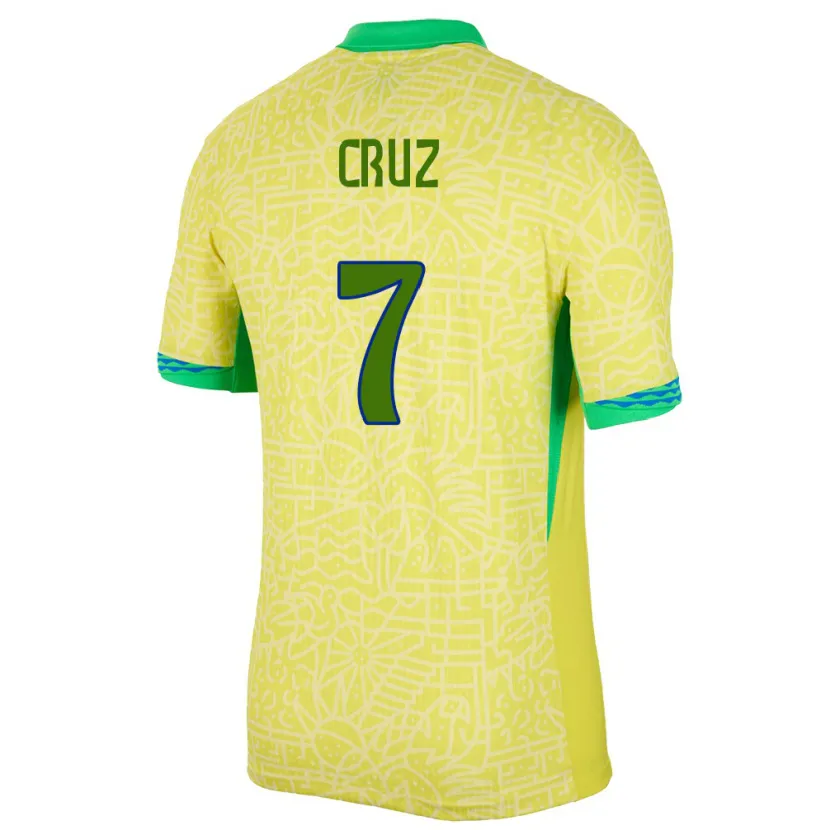 Danxen Kinder Brasilien Joao Cruz #7 Gelb Heimtrikot Trikot 24-26 T-Shirt