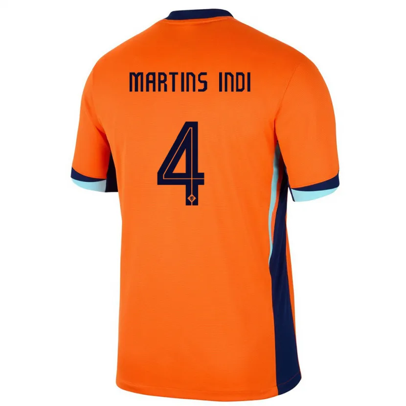 Danxen Kinder Niederlande Bruno Martins Indi #4 Orange Heimtrikot Trikot 24-26 T-Shirt
