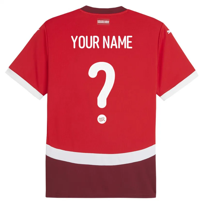 Danxen Kinder Schweiz Ihren Namen #0 Rot Heimtrikot Trikot 24-26 T-Shirt