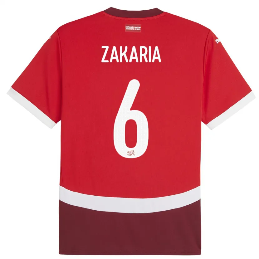 Danxen Kinder Schweiz Denis Zakaria #6 Rot Heimtrikot Trikot 24-26 T-Shirt