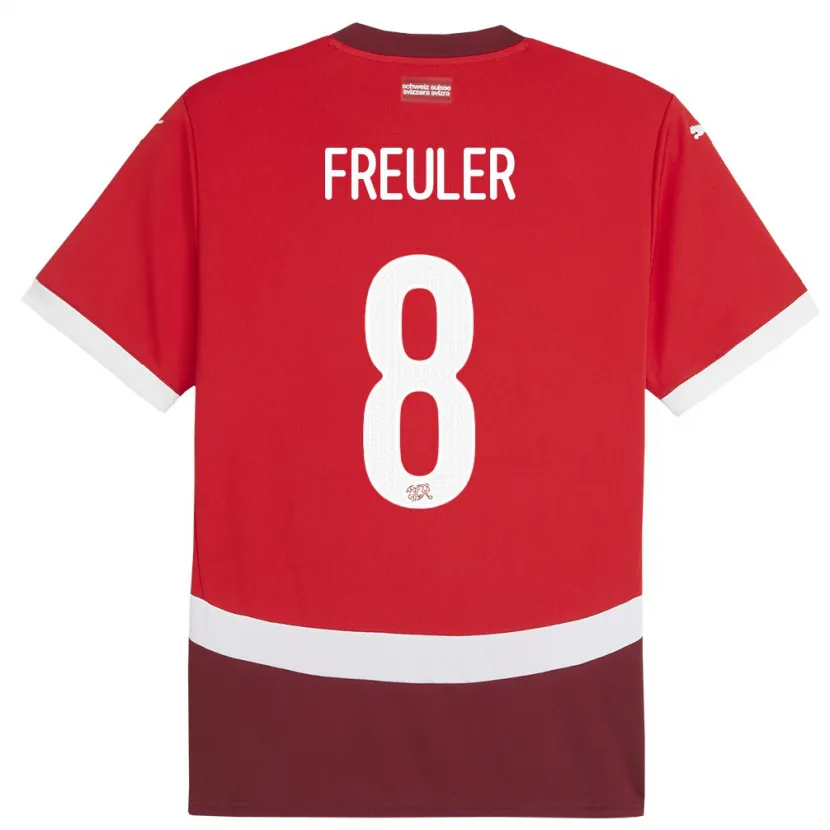 Danxen Kinder Schweiz Remo Freuler #8 Rot Heimtrikot Trikot 24-26 T-Shirt