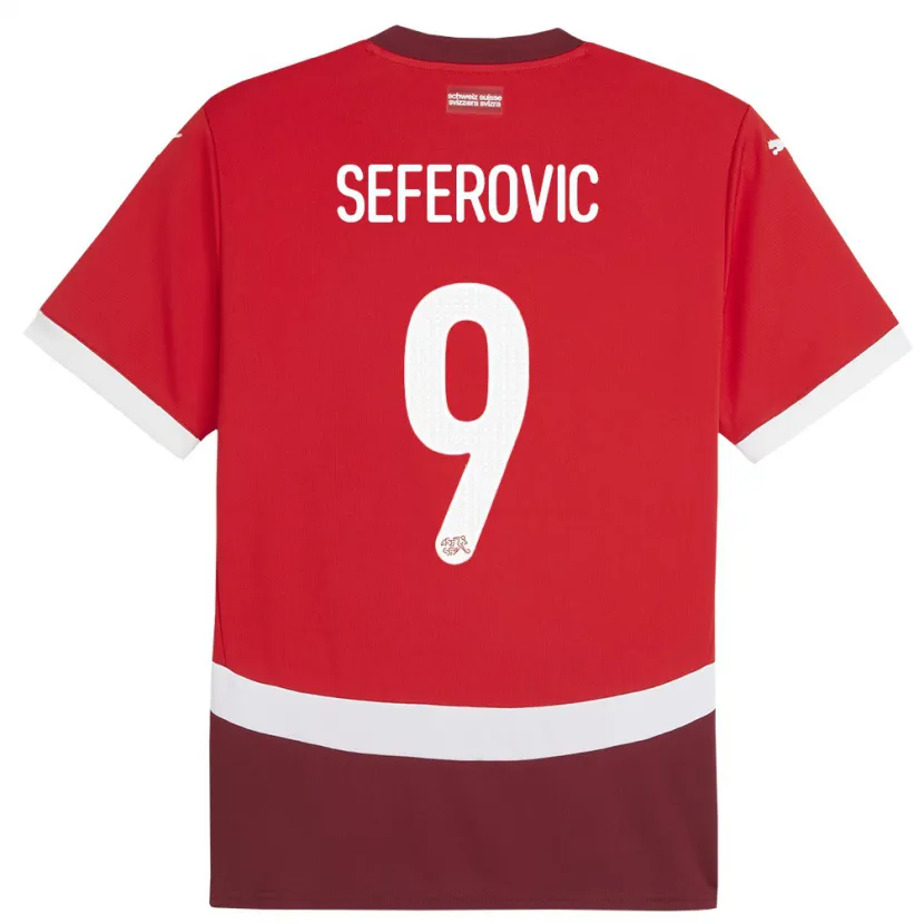Danxen Kinder Schweiz Haris Seferovic #9 Rot Heimtrikot Trikot 24-26 T-Shirt