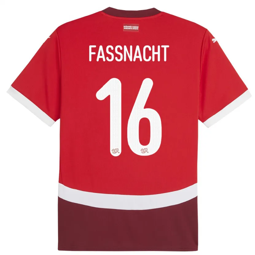 Danxen Kinder Schweiz Christian Fassnacht #16 Rot Heimtrikot Trikot 24-26 T-Shirt