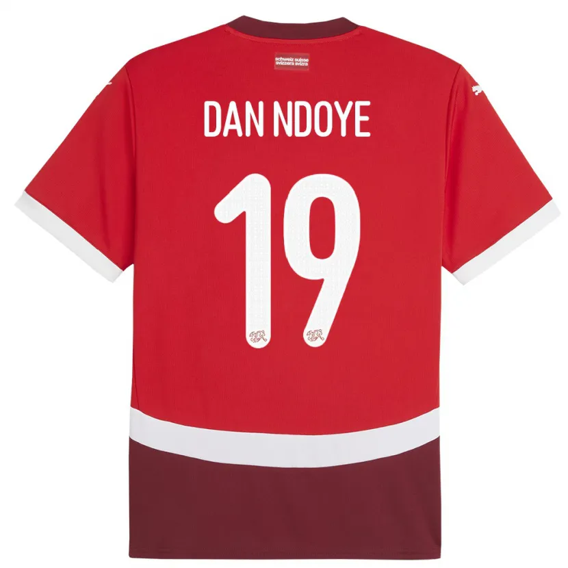 Danxen Kinder Schweiz Dan Ndoye #19 Rot Heimtrikot Trikot 24-26 T-Shirt
