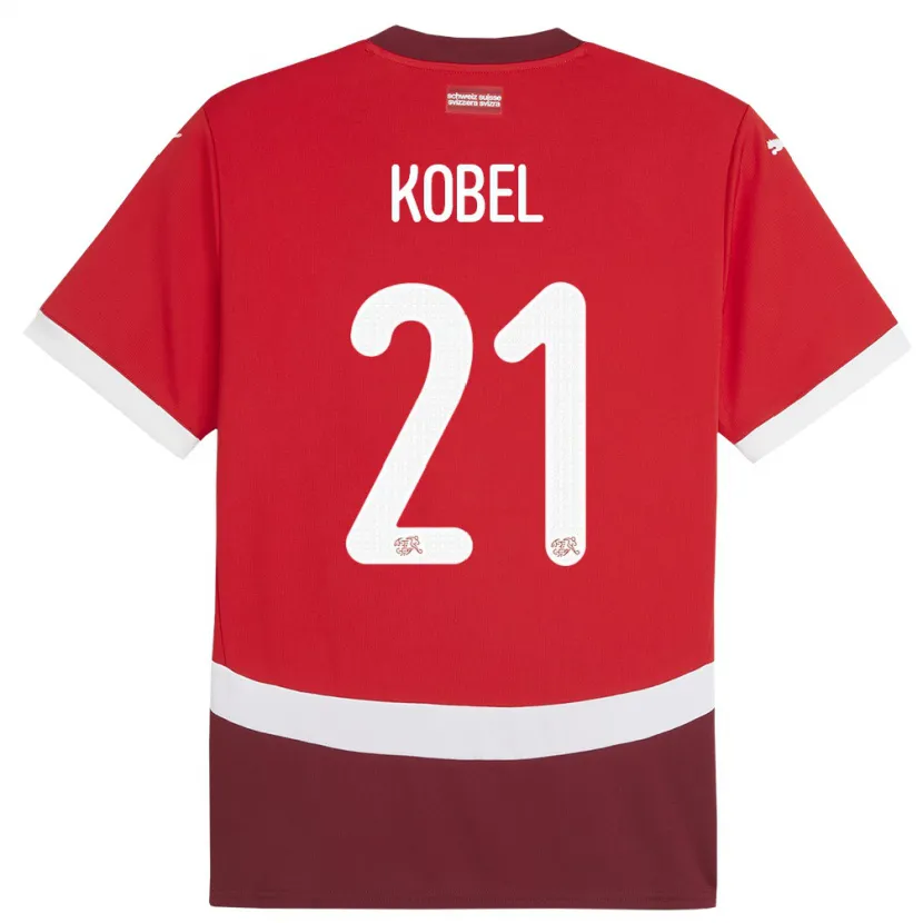 Danxen Kinder Schweiz Gregor Kobel #21 Rot Heimtrikot Trikot 24-26 T-Shirt
