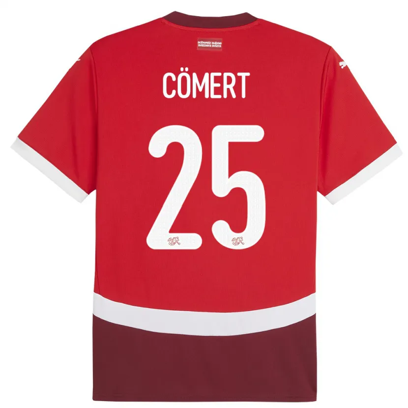 Danxen Kinder Schweiz Eray Comert #25 Rot Heimtrikot Trikot 24-26 T-Shirt