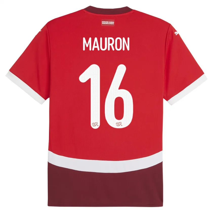 Danxen Kinder Schweiz Sandrine Mauron #16 Rot Heimtrikot Trikot 24-26 T-Shirt
