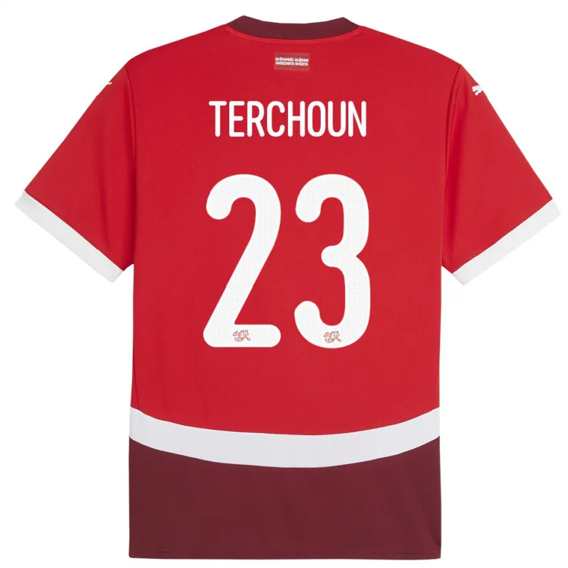 Danxen Kinder Schweiz Meriame Terchoun #23 Rot Heimtrikot Trikot 24-26 T-Shirt