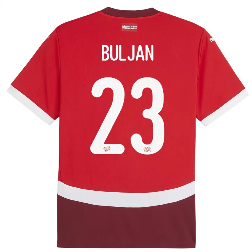 Danxen Kinder Schweiz Leo Buljan #23 Rot Heimtrikot Trikot 24-26 T-Shirt
