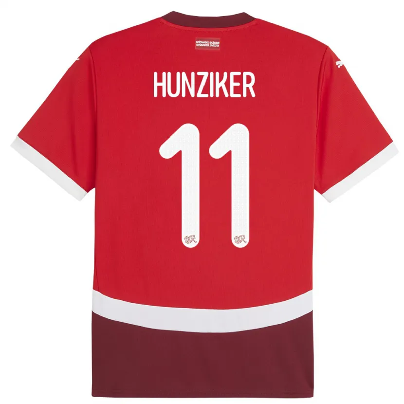 Danxen Kinder Schweiz Andrin Hunziker #11 Rot Heimtrikot Trikot 24-26 T-Shirt