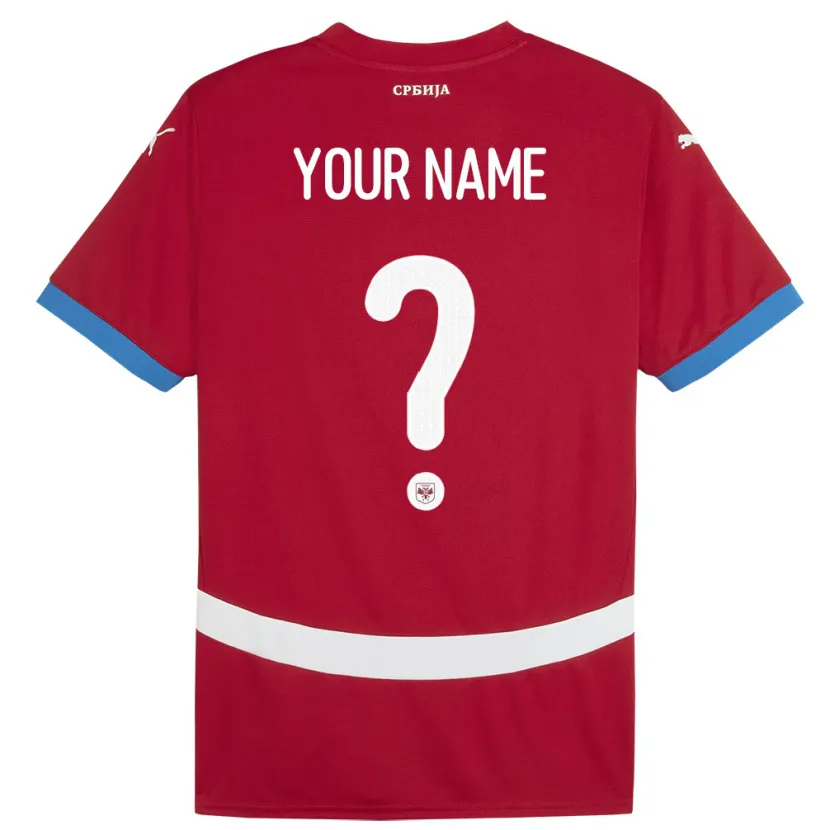 Danxen Kinder Serbien Ihren Namen #0 Rot Heimtrikot Trikot 24-26 T-Shirt