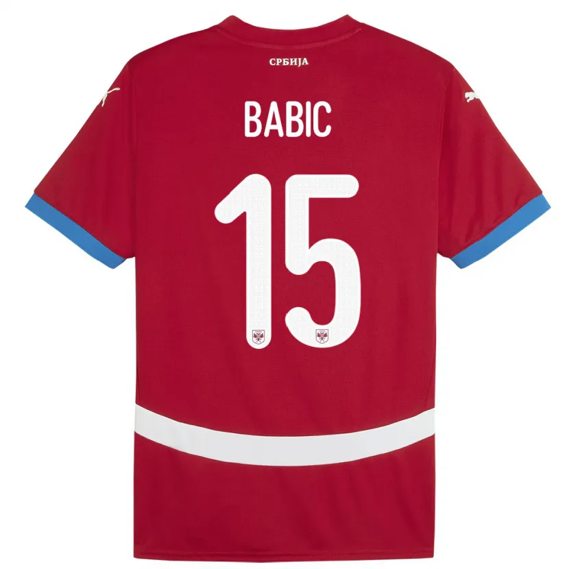 Danxen Kinder Serbien Srdjan Babic #15 Rot Heimtrikot Trikot 24-26 T-Shirt