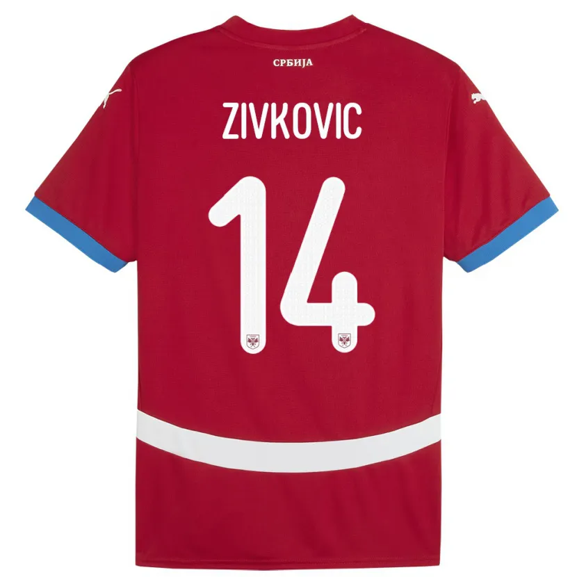 Danxen Kinder Serbien Andrija Zivkovic #14 Rot Heimtrikot Trikot 24-26 T-Shirt