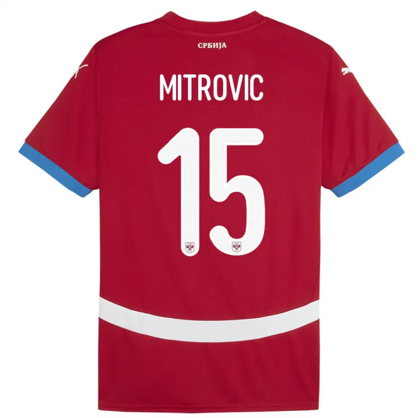 Danxen Kinder Serbien Stefan Mitrovic #15 Rot Heimtrikot Trikot 24-26 T-Shirt