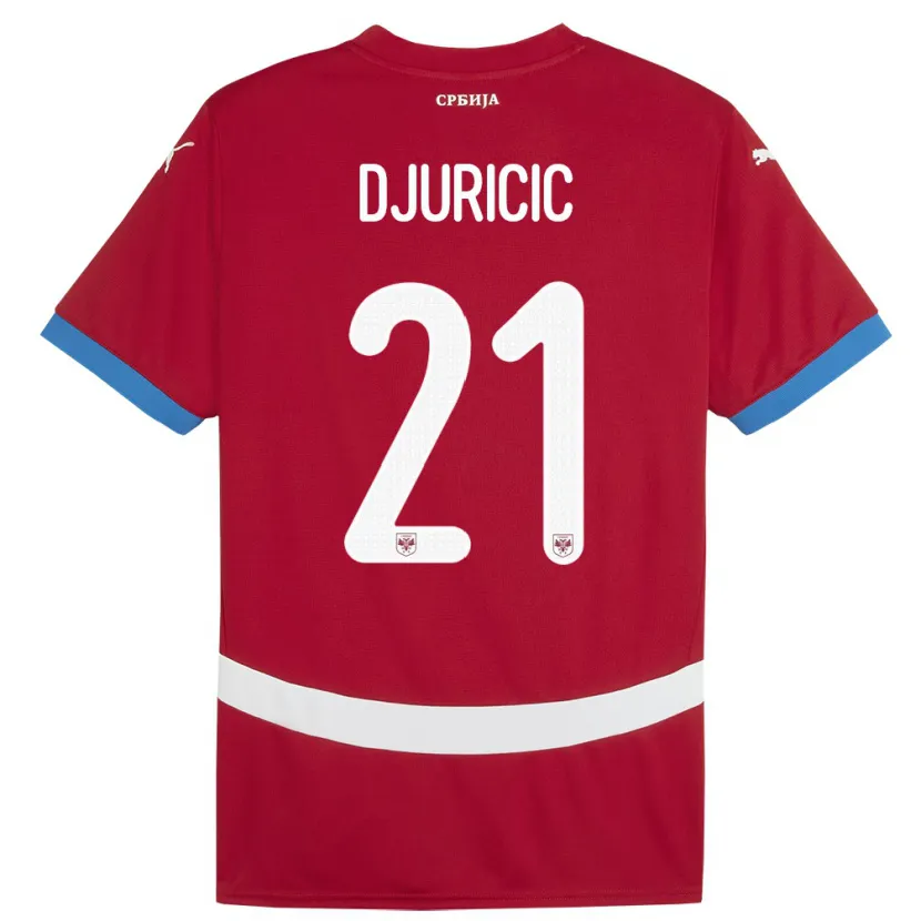 Danxen Kinder Serbien Filip Djuricic #21 Rot Heimtrikot Trikot 24-26 T-Shirt