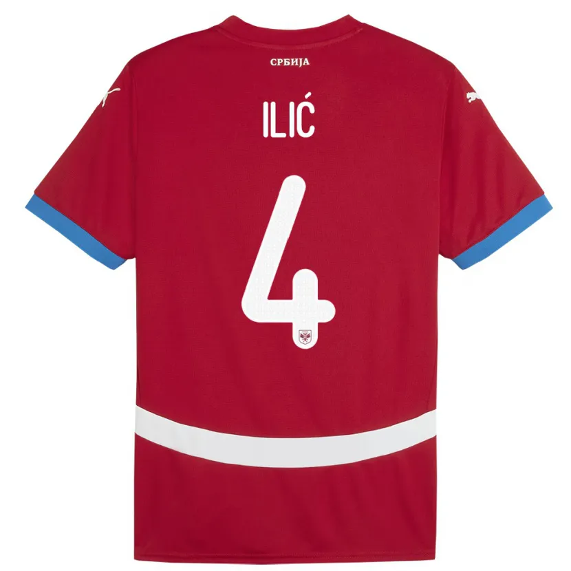 Danxen Kinder Serbien Marija Ilic #4 Rot Heimtrikot Trikot 24-26 T-Shirt