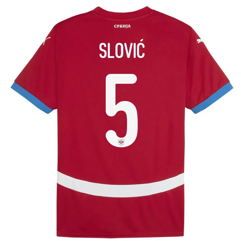 Danxen Kinder Serbien Violeta Slovic #5 Rot Heimtrikot Trikot 24-26 T-Shirt