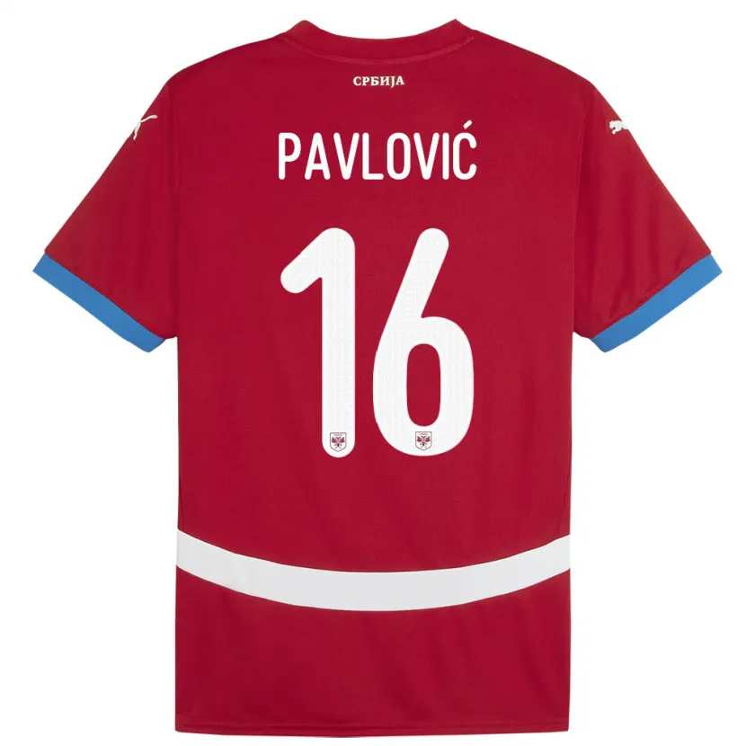 Danxen Kinder Serbien Sara Pavlovic #16 Rot Heimtrikot Trikot 24-26 T-Shirt