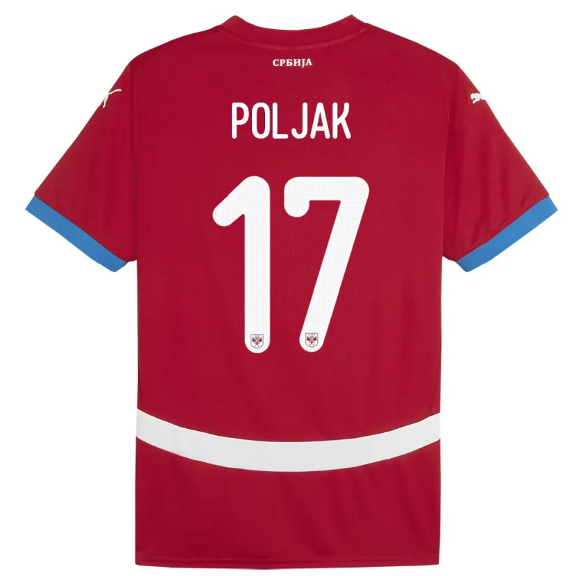 Danxen Kinder Serbien Allegra Poljak #17 Rot Heimtrikot Trikot 24-26 T-Shirt