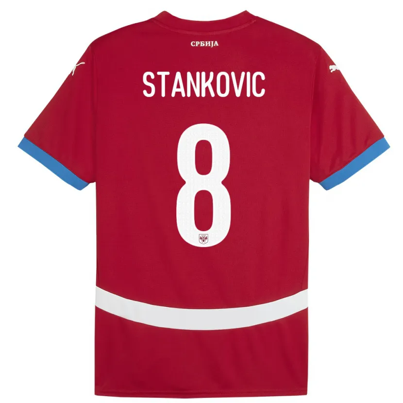 Danxen Kinder Serbien Nikola Stankovic #8 Rot Heimtrikot Trikot 24-26 T-Shirt